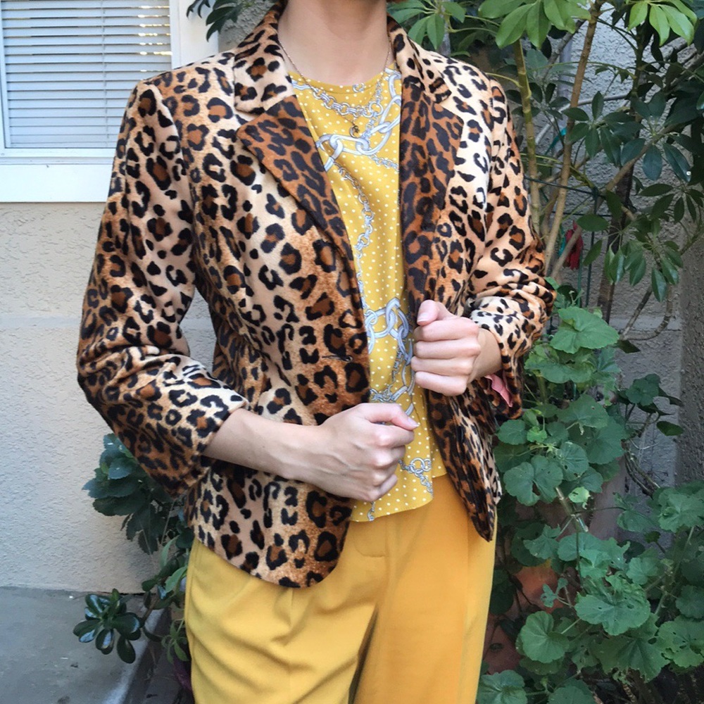 Vintage animal print ABS fuzzy jacket